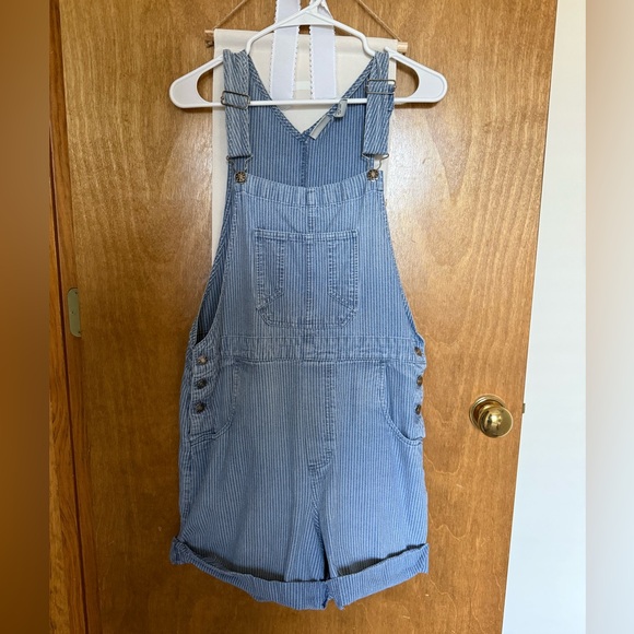 Classic Elements Pants - Classic Elements Blue and White Striped Overalls